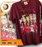 Plantilla diseño de camisetas vectoriales de anime Haikyu 4 - Imagen 2
