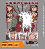 Plantilla diseño de camisetas vectoriales de anime Naruto Jiraiya