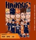 Plantilla diseño de camisetas vectoriales de anime Haikyu 5