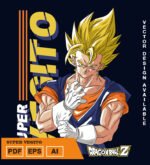 Plantilla diseño de camisetas vectoriales de anime Bola Dragon vegi