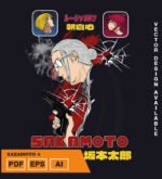 Plantilla diseño de camisetas vectoriales de anime Sakamoto 6