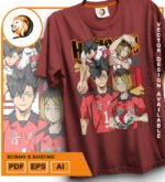 Plantilla diseño de camisetas vectoriales de anime Haikyu kuro - Imagen 2