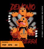 Plantilla diseño de camisetas vectoriales de anime Chainsaw Pochita