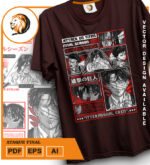 Plantilla diseño de camisetas vectoriales de anime Ataque 3 - Imagen 2