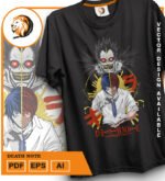 Plantilla diseño de camisetas vectoriales de anime Death 2 - Imagen 2