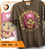 Plantilla diseño de camisetas vectoriales de anime Una Pieza Chooper 3 - Imagen 2
