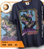 Plantilla diseño de camisetas vectoriales de anime Jojos 3 - Imagen 2