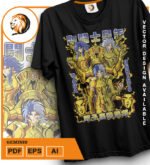 Plantilla diseño de camisetas vectoriales de anime Caballeros Geminis - Imagen 2