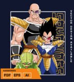 Plantilla diseño de camisetas vectoriales de anime Bola Dragon saya 2