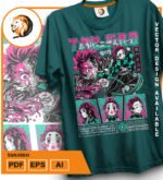 Plantilla diseño de camisetas vectoriales de anime Demon Tanjiro - Imagen 2