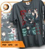 Plantilla diseño de camisetas vectoriales de anime Demon Muichiro 2 - Imagen 2