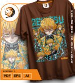 Plantilla diseño de camisetas vectoriales de anime Demon Zenitzu 3 - Imagen 2