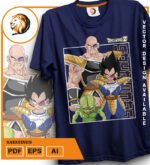 Plantilla diseño de camisetas vectoriales de anime Bola Dragon saya 2 - Imagen 2