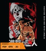 Plantilla diseño de camisetas vectoriales de anime Ataque 1