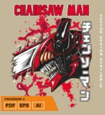 Plantilla diseño de camisetas vectoriales de anime Chainsaw 7