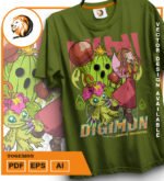 Plantilla diseño de camisetas vectoriales de anime Digi togemon - Imagen 2
