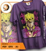 Plantilla diseño de camisetas vectoriales de anime Jojos 5 - Imagen 2