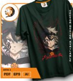 Plantilla diseño de camisetas vectoriales de anime Black Asta 4 - Imagen 2