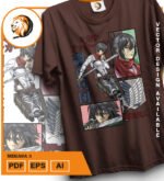 Plantilla diseño de camisetas vectoriales de anime Ataque Mikaza 3 - Imagen 2