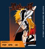 Plantilla diseño de camisetas vectoriales de anime Bleach Ichigo 8