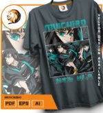 Plantilla diseño de camisetas vectoriales de anime Demon Muichiro - Imagen 2