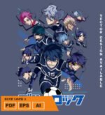 Plantilla diseño de camisetas vectoriales de anime Blue 3