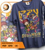 Plantilla diseño de camisetas vectoriales de anime Digi kabuterimon - Imagen 2