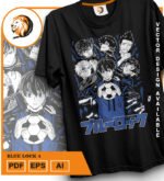 Plantilla diseño de camisetas vectoriales de anime Blue 4 - Imagen 2