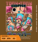 Plantilla diseño de camisetas vectoriales de anime Una Pieza Chooper 4