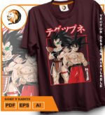 Plantilla diseño de camisetas vectoriales de anime Bola Dragon brothers - Imagen 2