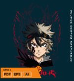 Plantilla diseño de camisetas vectoriales de anime Black Asta 4
