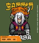 Plantilla diseño de camisetas vectoriales de anime Naruto Jiraiya 2