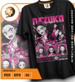 Plantilla diseño de camisetas vectoriales de anime Demon Nezuko 2 - Imagen 2