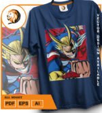 Plantilla diseño de camisetas vectoriales de anime My Heroe Might - Imagen 2
