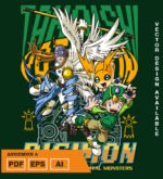 Plantilla diseño de camisetas vectoriales de anime Digi angemon 2