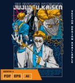 Plantilla diseño de camisetas vectoriales de anime Jujutsu Kento 2
