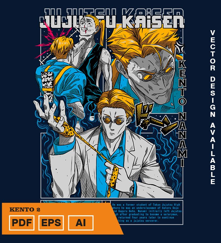 IYTIYI Plantilla diseño de camisetas vectoriales de anime Jujutsu Kento 2 - Imagen 1