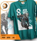 Plantilla diseño de camisetas vectoriales de anime Kaiju kafka - Imagen 2