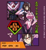 Plantilla diseño de camisetas vectoriales de anime Eva Mari