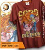 Plantilla diseño de camisetas vectoriales de anime Digi birdramon - Imagen 2