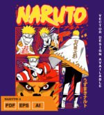 Plantilla diseño de camisetas vectoriales de anime Naruto 3