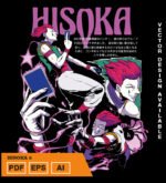 Plantilla diseño de camisetas vectoriales de anime Hunter Hisoka 2