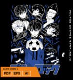 Plantilla diseño de camisetas vectoriales de anime Blue 4