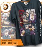 Plantilla diseño de camisetas vectoriales de anime Demon Uzui 3 - Imagen 2