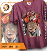 Plantilla diseño de camisetas vectoriales de anime Chainsaw Power - Imagen 2