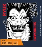 Plantilla diseño de camisetas vectoriales de anime Death