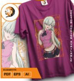 Plantilla diseño de camisetas vectoriales de anime 7 Pecados Elizabeth - Imagen 2