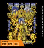 Plantilla diseño de camisetas vectoriales de anime Caballeros Geminis