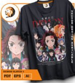Plantilla diseño de camisetas vectoriales de anime Demon 5 - Imagen 2