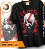Plantilla diseño de camisetas vectoriales kratos - Imagen 2